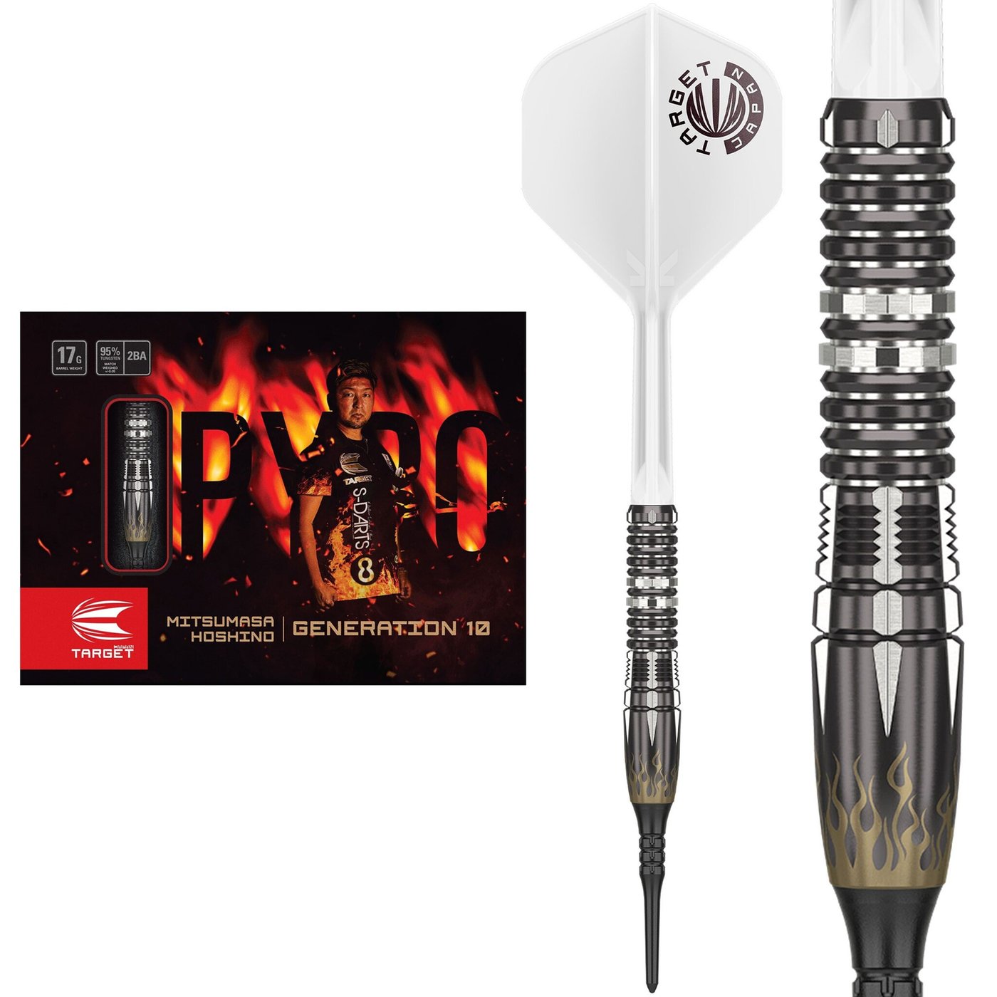 Target Japan Mitsumasa Hoshino Pyro G10 95% Soft Tip Darts
