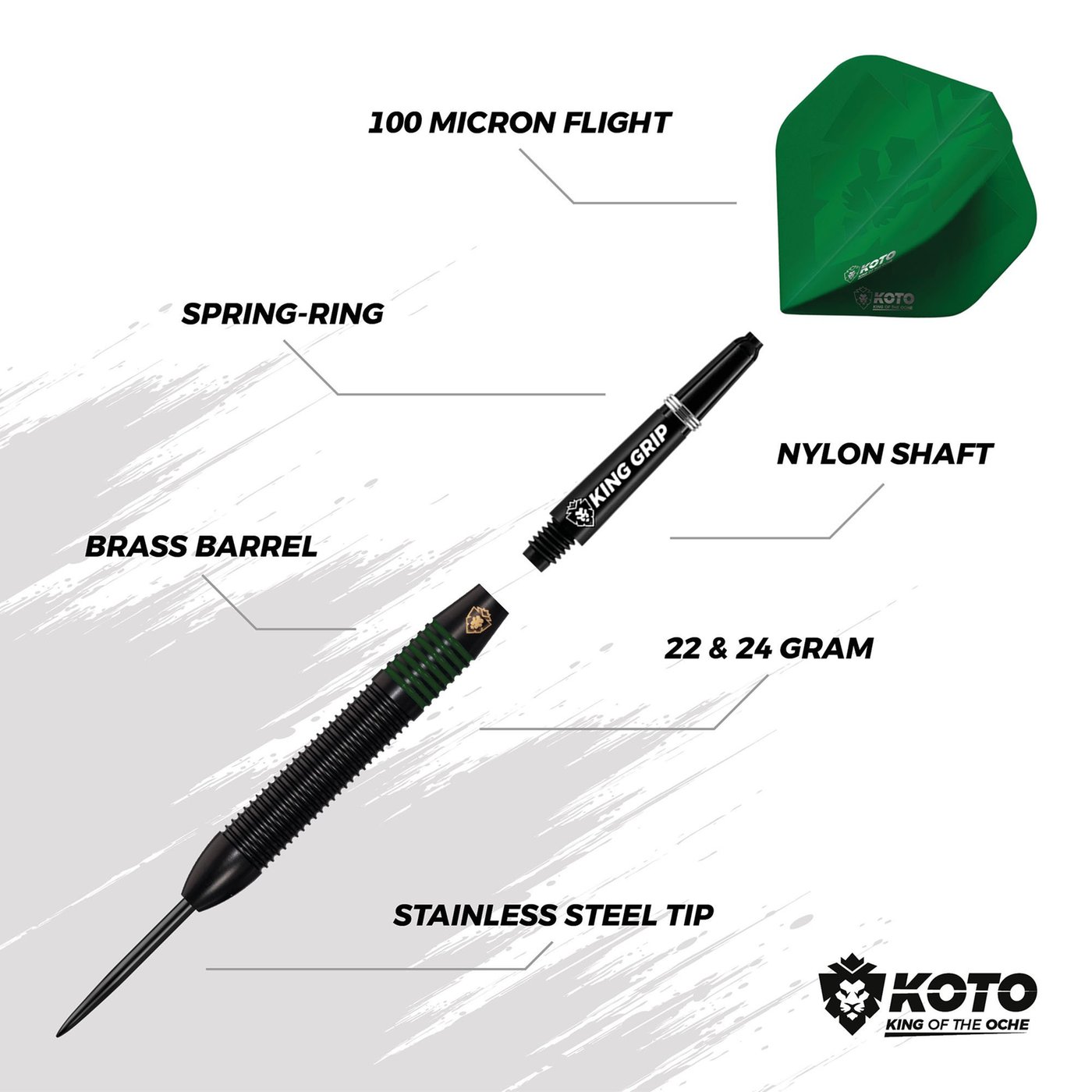 KOTO Kingprove Black & Green Brass - Steeldarts
