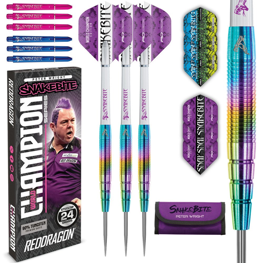 Red Dragon Peter Wright Snakebite Champion Series 90% Steel Tip Darts