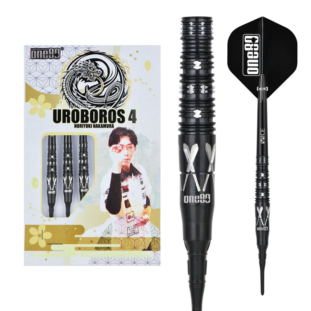 ONE80 Noriyuki Nakamura V4 Black 90% Soft Tip Darts