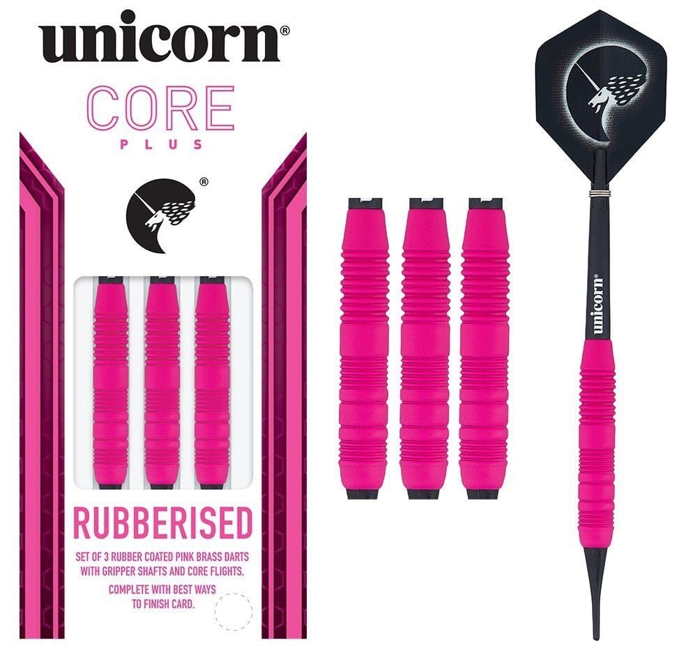 Unicorn Core Plus Rubberised Pink Soft Tip Darts