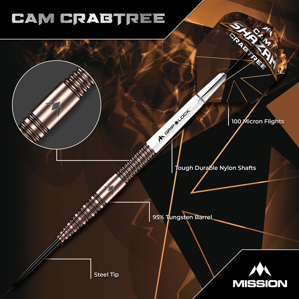 Mission Cam Crabtree V2 95% - Steel Tip Darts - Dartshopper.com
