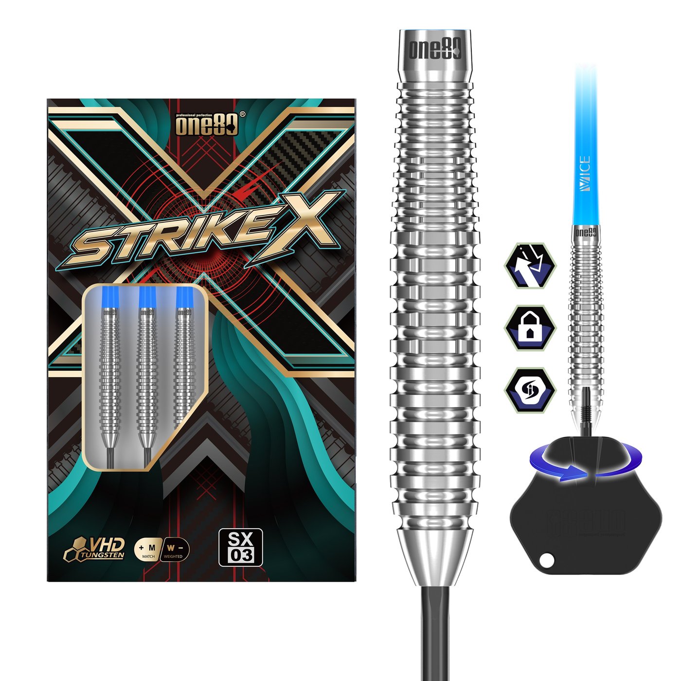 ONE80 Strike X SX03 SI Points 90% - Steel Tip Darts