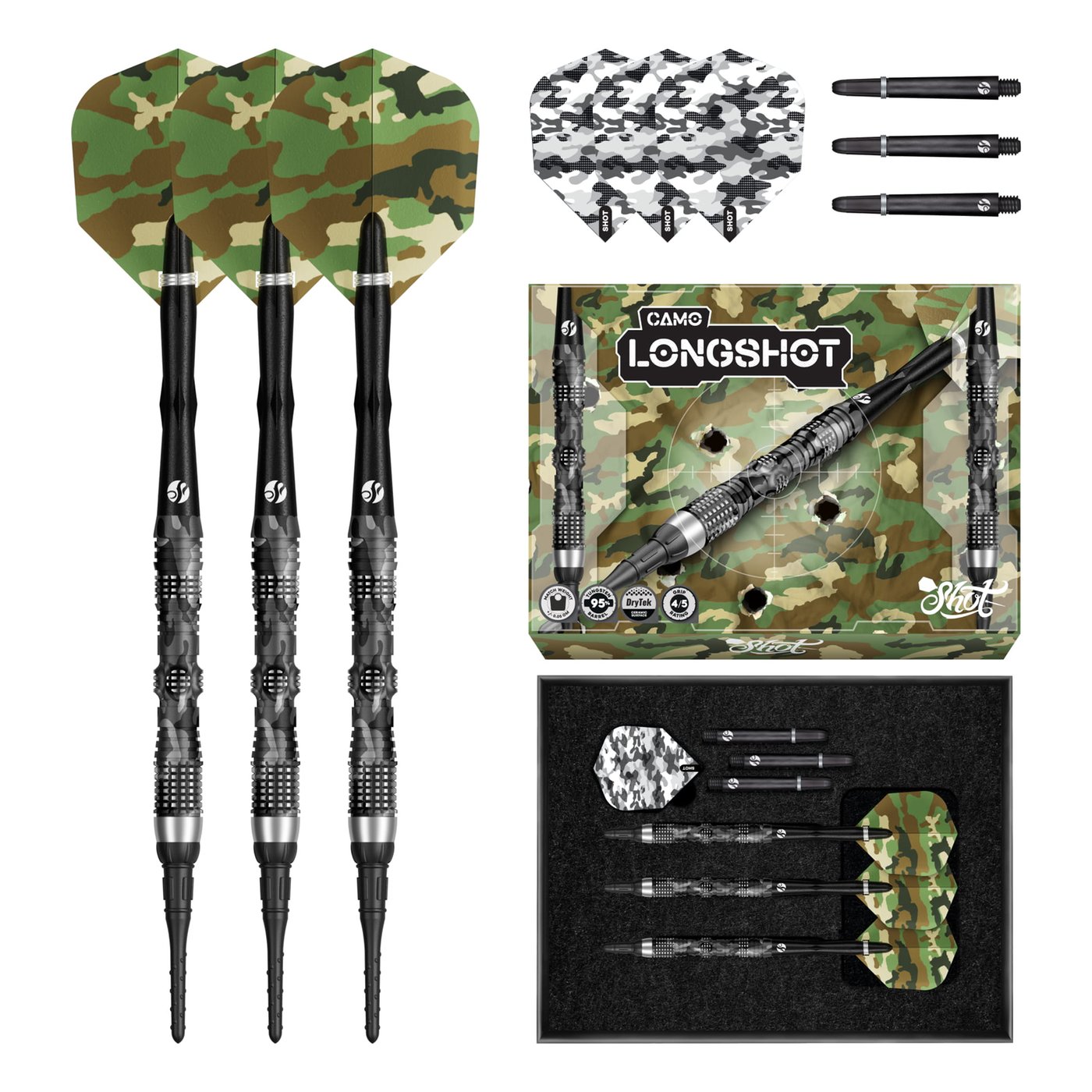 Shot Camo Longshot 95% - Šipky Soft