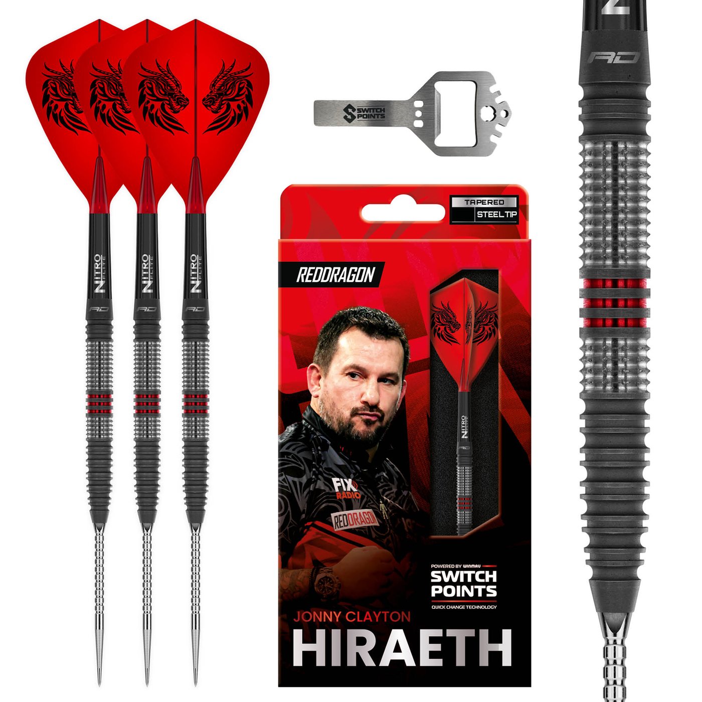 Red Dragon Jonny Clayton Hiraeth Switch Point 90% - Freccette Steel Darts