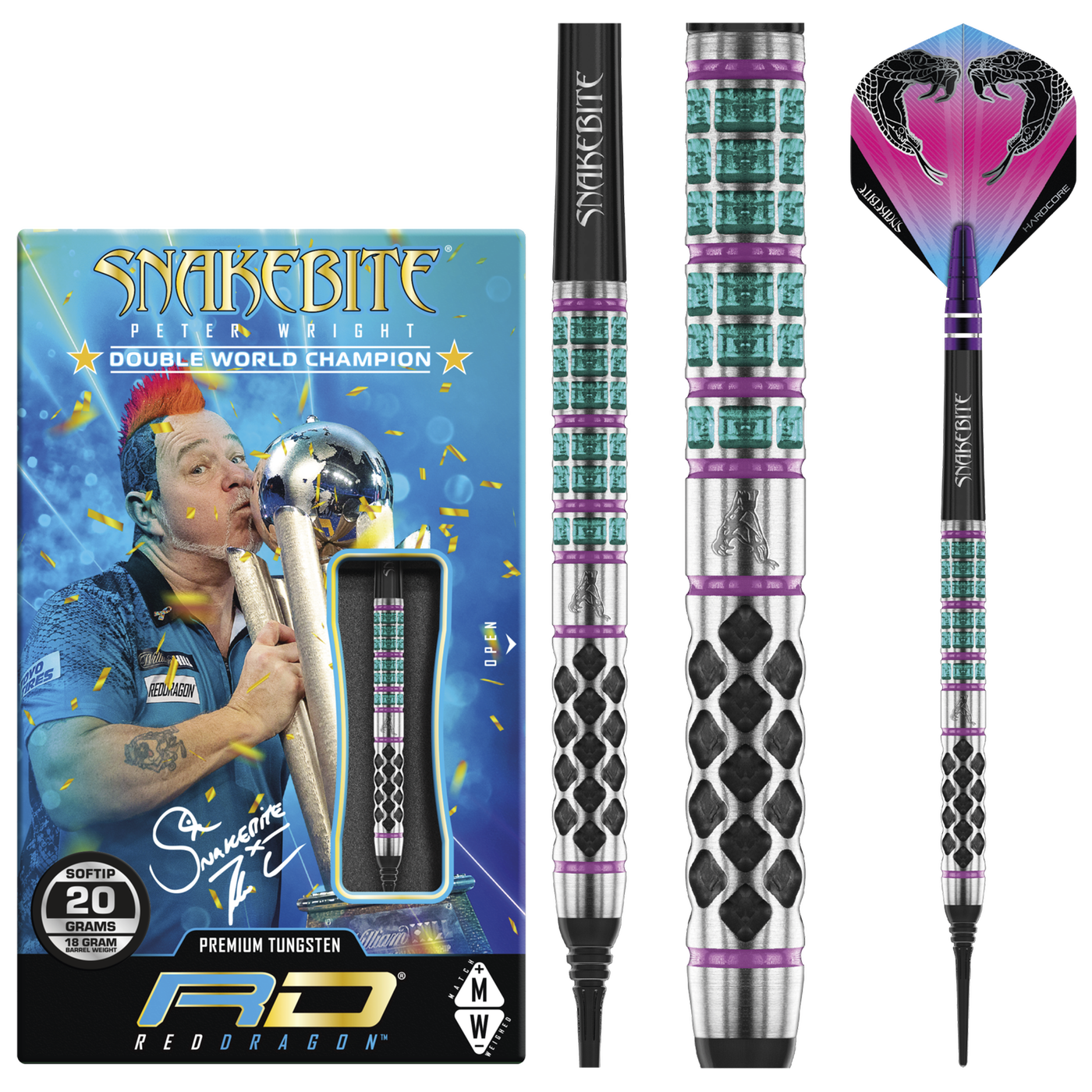 Red Dragon Peter Wright Supa Venom 90% Soft Tip Darts