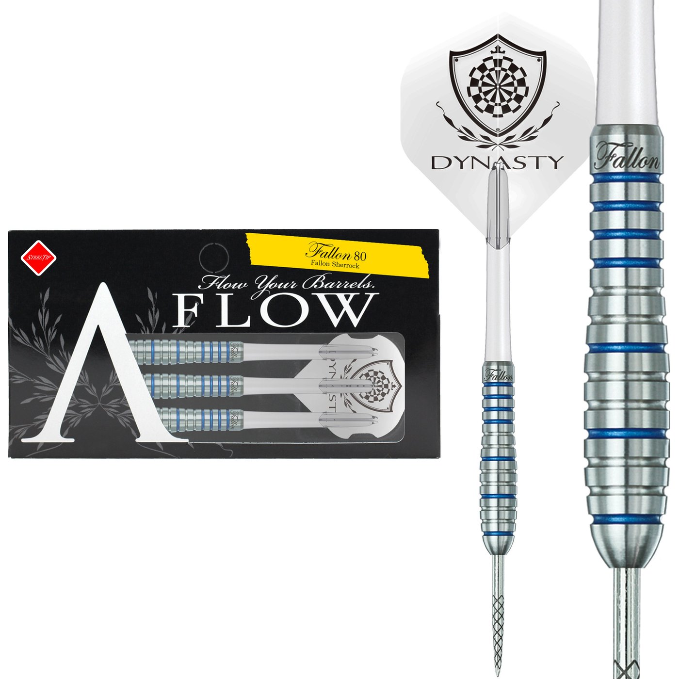Dardos Dynasty A-FLOW Fallon Sherrock Yellow Label 80% Punta de Acero