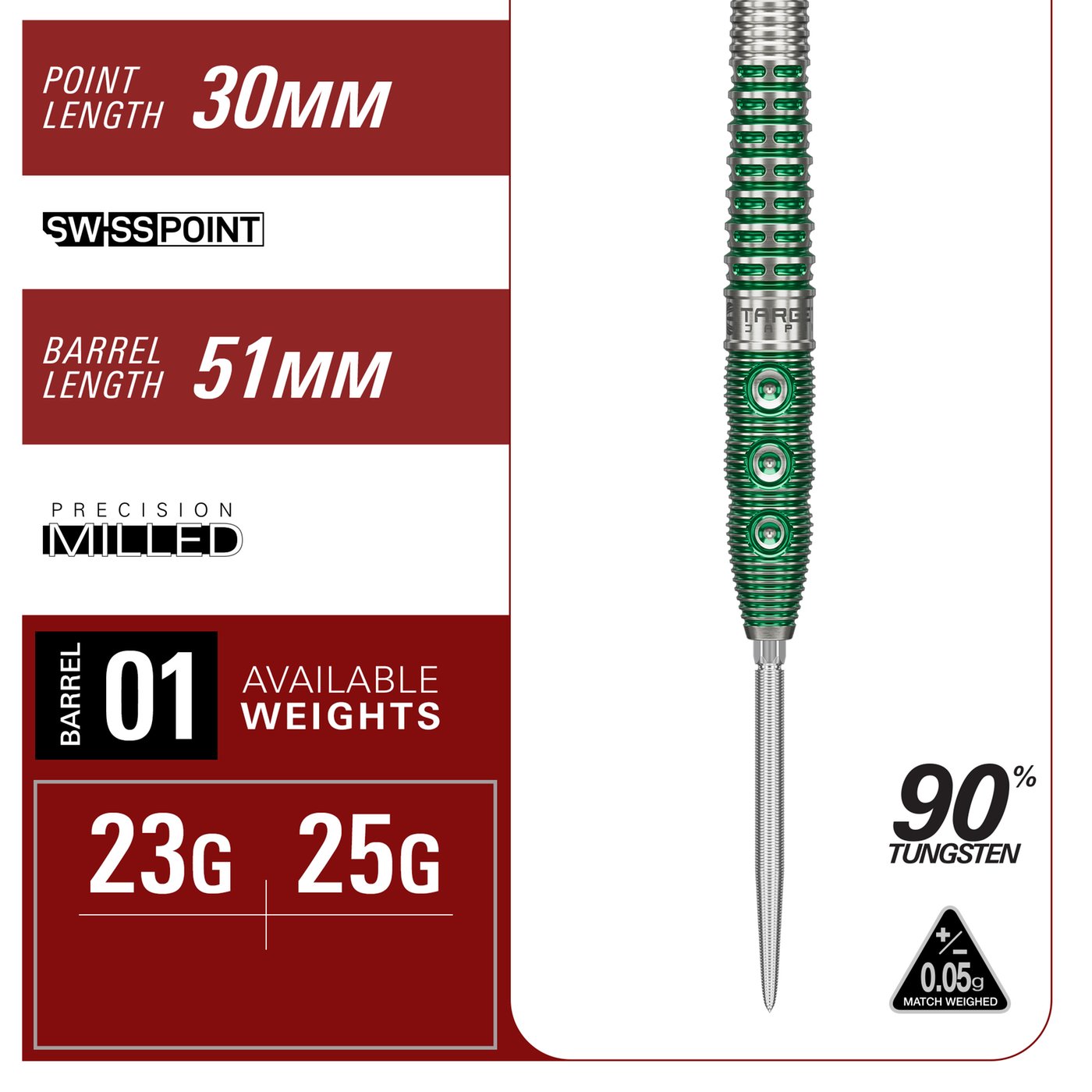 Target Japan Motomu Saka Xeno G1 Swiss Point 90% - Steel Tip Darts