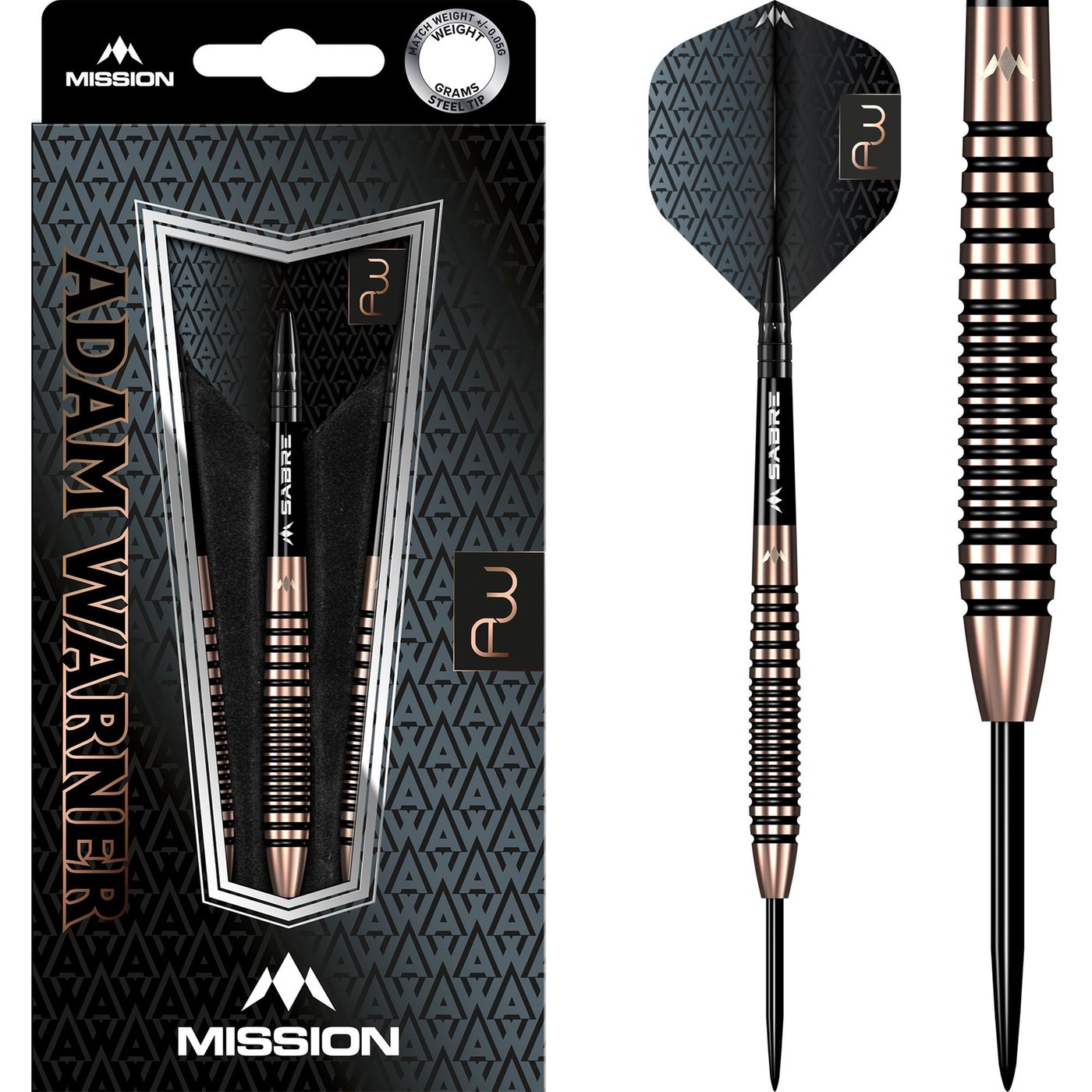 Dardos Mission Adam Warner 90% Punta de Acero