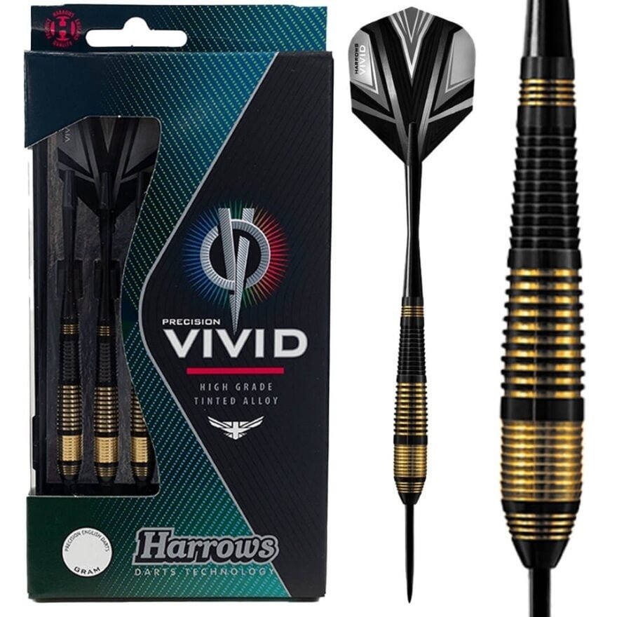 Dardos Harrows Vivid Black Brass Punta de Acero