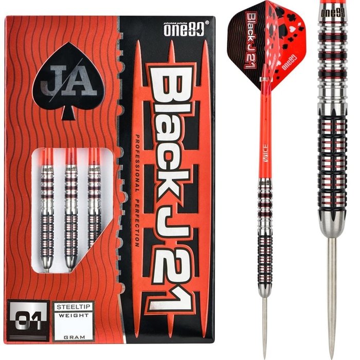 ONE80 Black J21 01 90% - Steel Tip Darts - Dartshopper.com