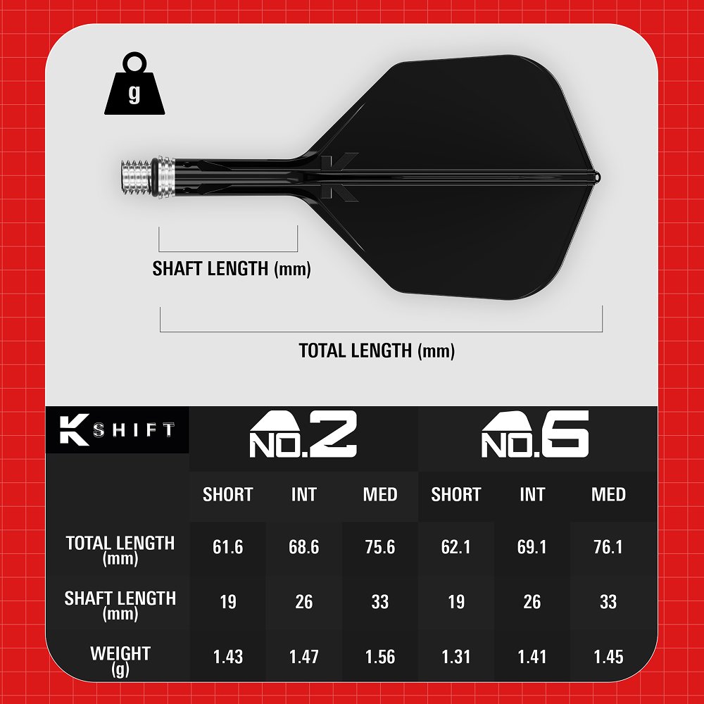 Target K-Shift Black NO6 Dart Flights - Durable & Lightweight