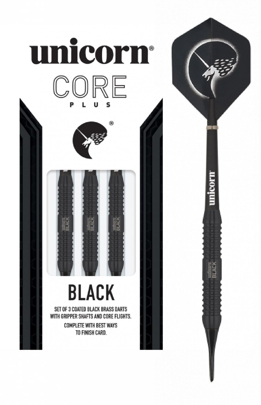 Unicorn Core Plus Black Brass Soft Tip - Dartpijlen
