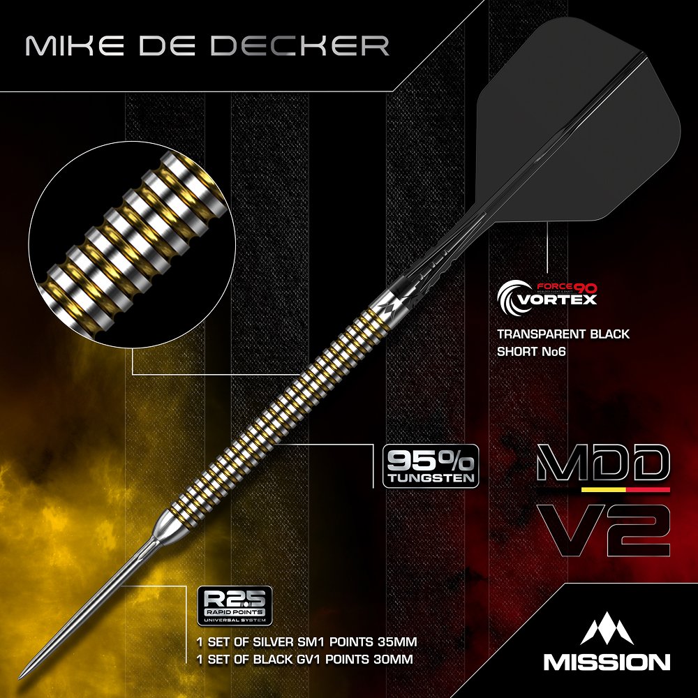 Mission Mike de Decker V2 Rapid Point 95% - Steel Tip Darts