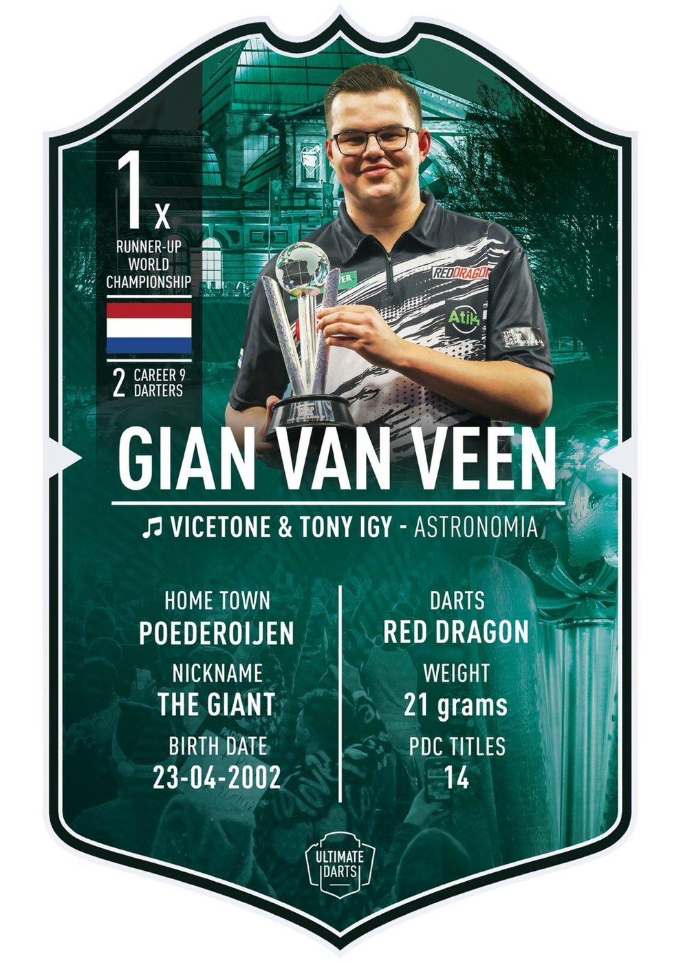 Ultimate Darts Card Gian van Veen World Champion Runner-up 2026