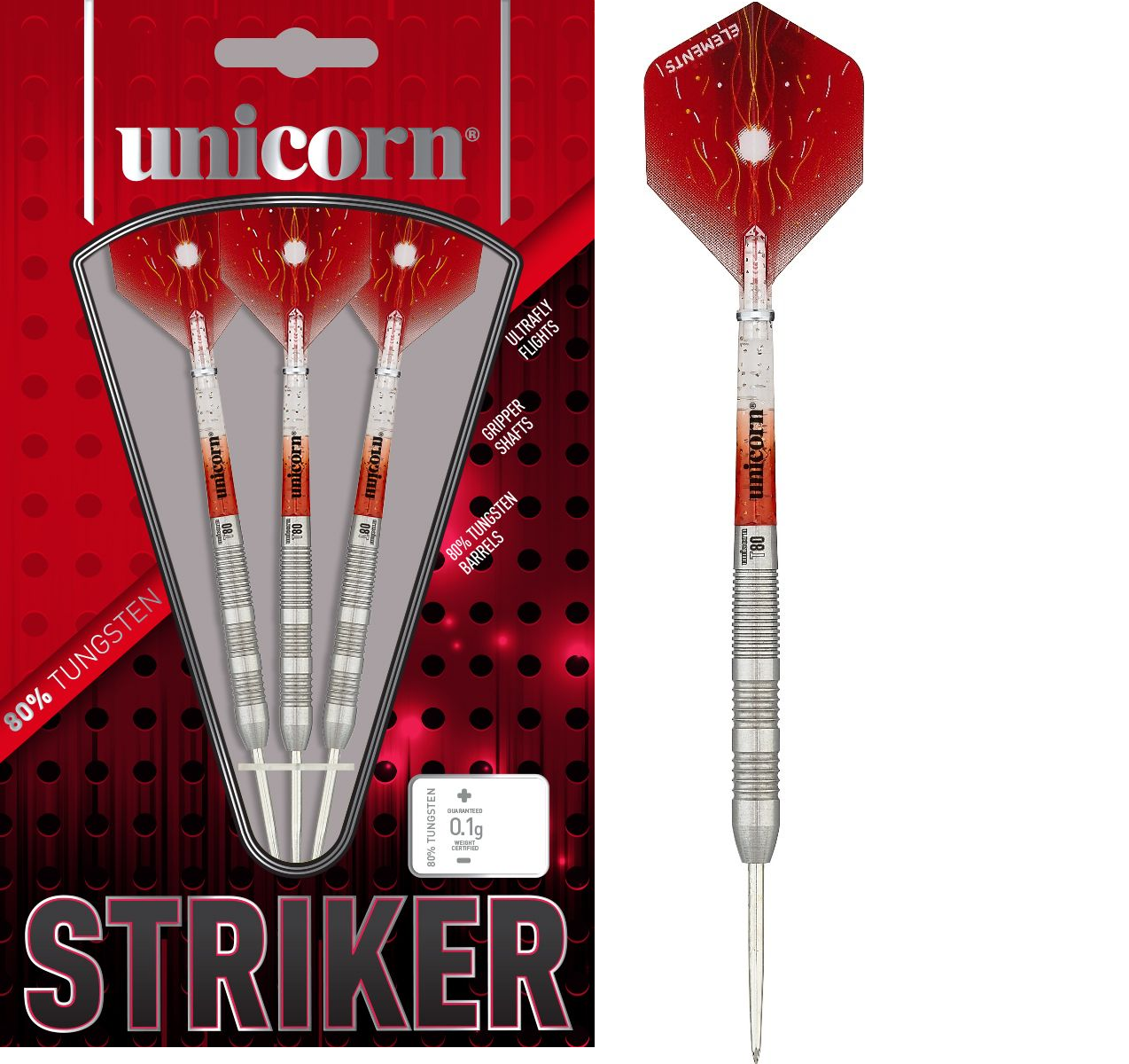 Unicorn Core XL Striker 3 80% Steel Tip Darts - Dartshopper.eu