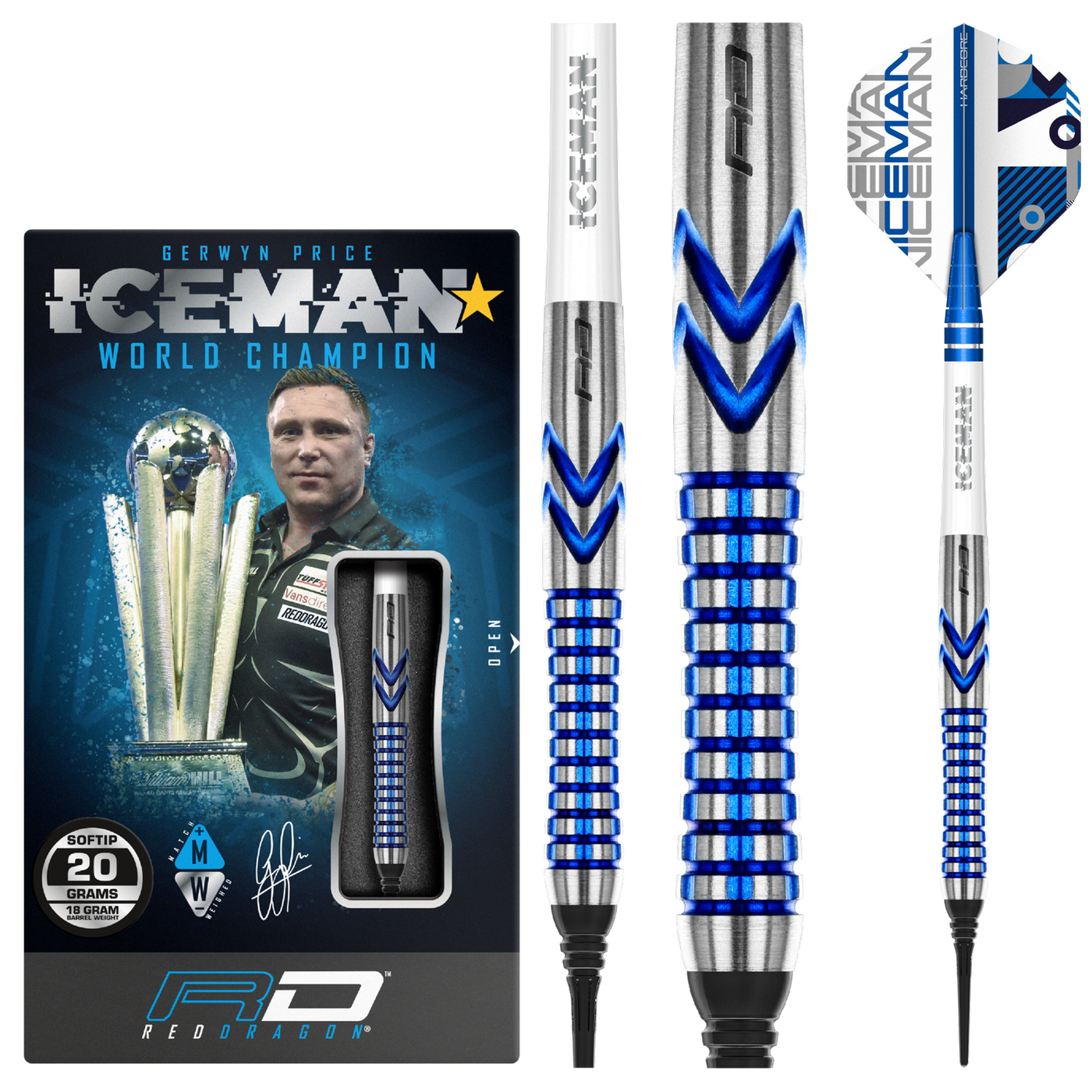 Red Dragon Gerwyn Price Iceman Contour 90% Soft Tip Darts