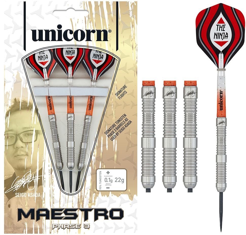 Unicorn Seigo Asada Maestro Phase 3 95% Steel Tip Darts