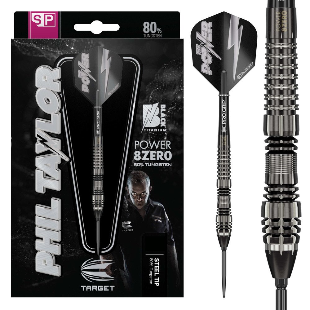 [Tweedekans]Target Phil Taylor Power 8ZERO 4 Black Titanium Swiss Point 80%-25 gram