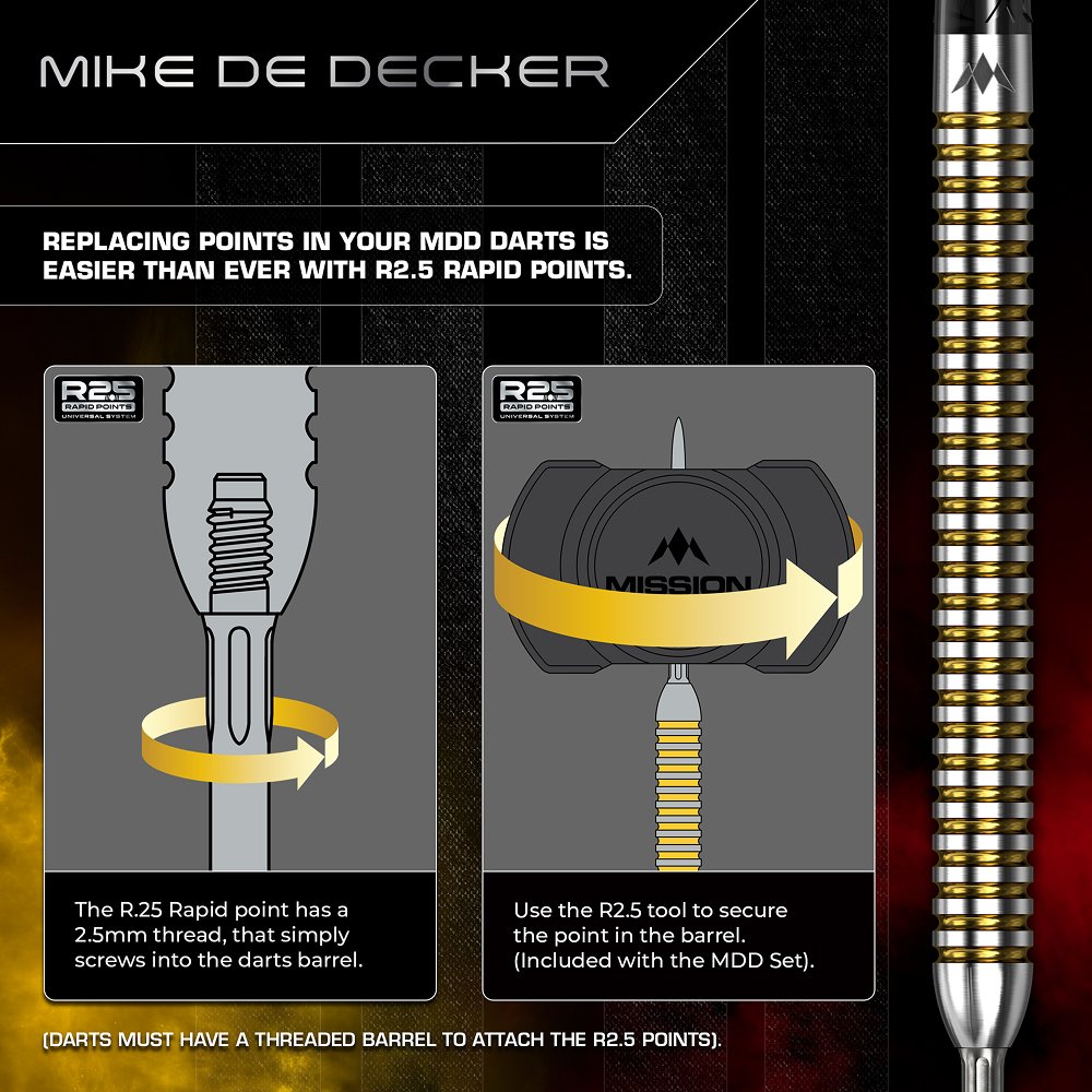 Mission Mike de Decker V2 Rapid Point 95% - Steel Tip Darts