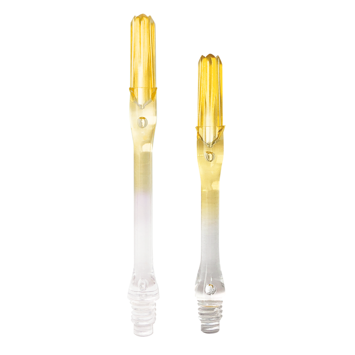 Tiges L-Style Lock Straight N9 TwinColor – Transparent Rose, 3 Longueurs, Pour Fléchettes, Avec Anneaux Champagne