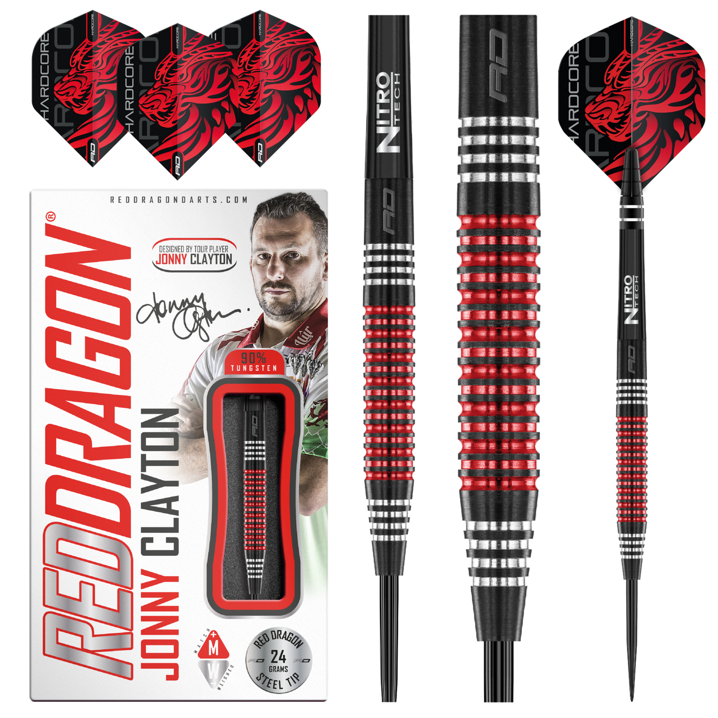 Dardos Red Dragon Jonny Clayton SE 90% Punta de Acero