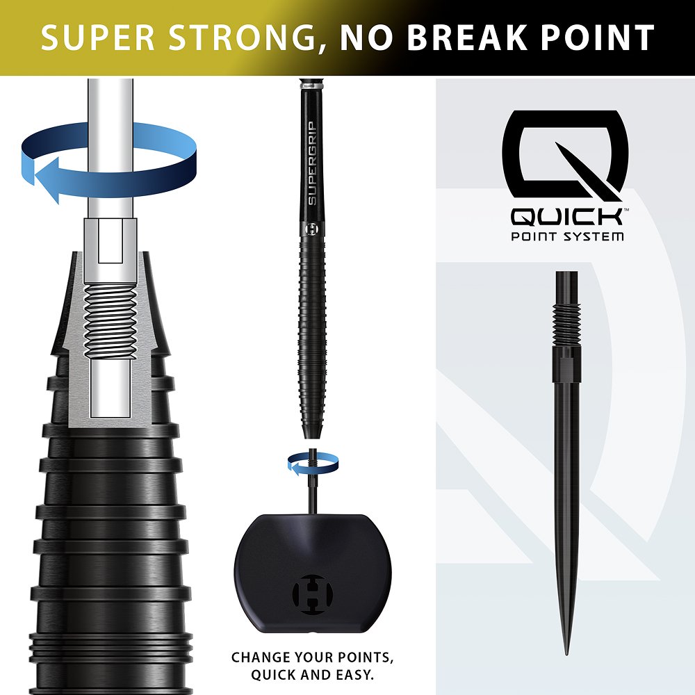 Harrows NX90 Black Quick Point 90% Steel Tip Darts - Dartshopper