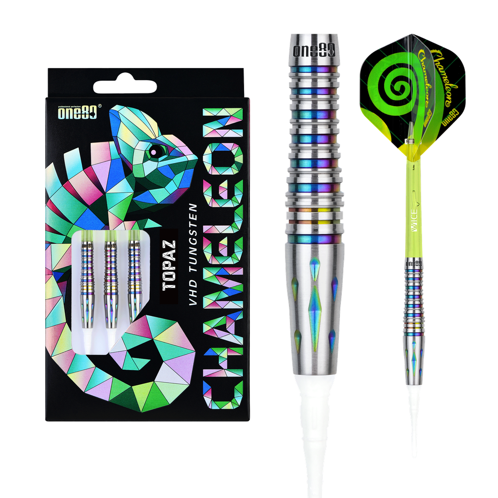 [Deuxième chance] ONE80 Chameleon Topaz 90% Soft Tip 20g - Fléchettes pointe Plastique