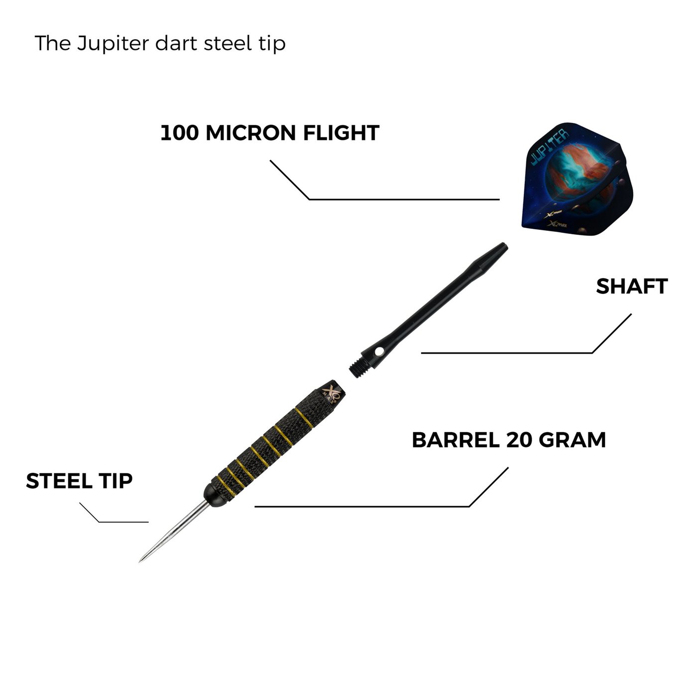XQ Max Jupiter Steel Tip - Dart Set Darts