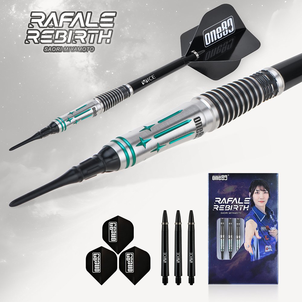 ONE80 Saori V3 Emerald 90% Soft Tip Darts - Dartshopper.com
