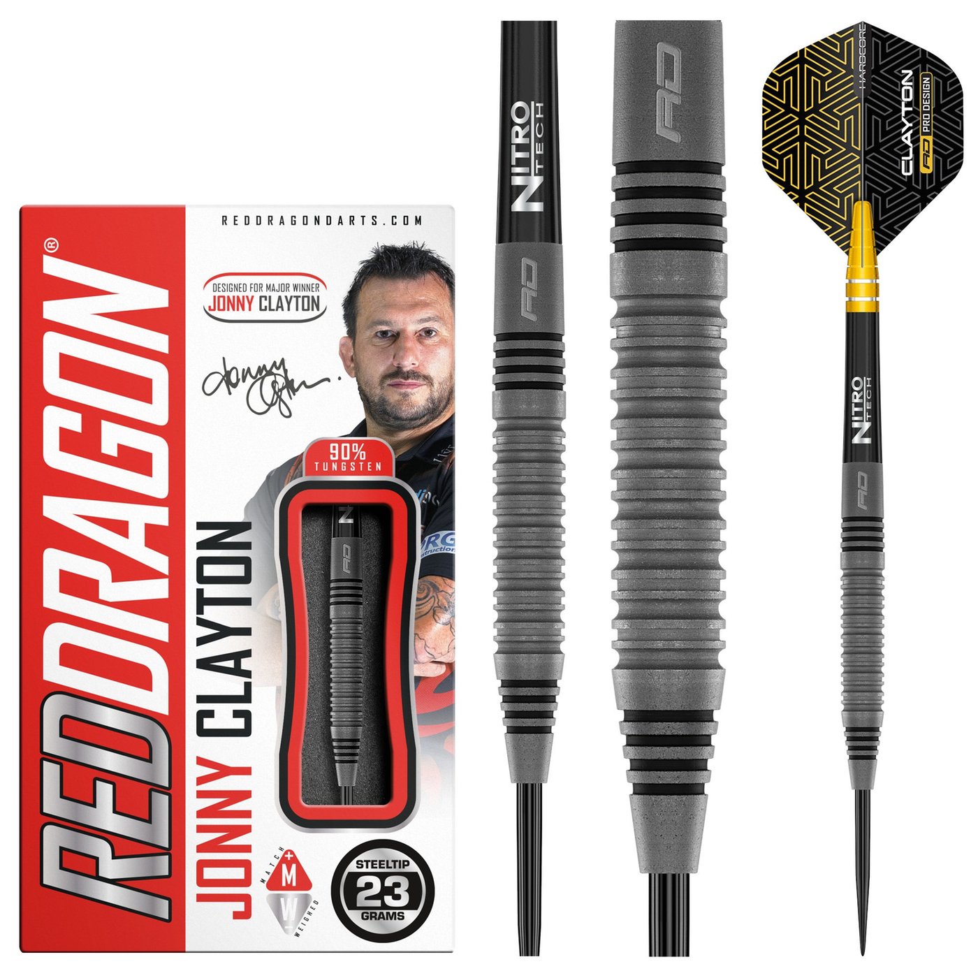Dardos Red Dragon Jonny Clayton Oxide Edition 90% Punta de Acero
