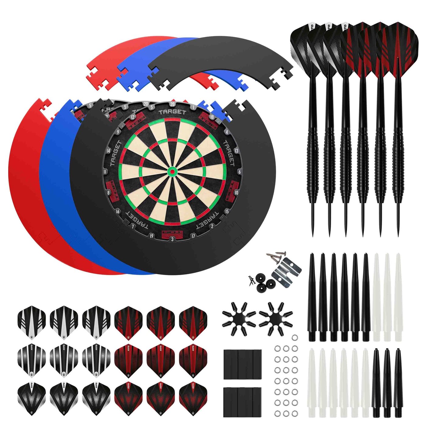 Target TOR Dartbord + 4 Pieces Surround + KOTO Accessory Kit Steeltip Black 90 Pieces - Dart Sæt