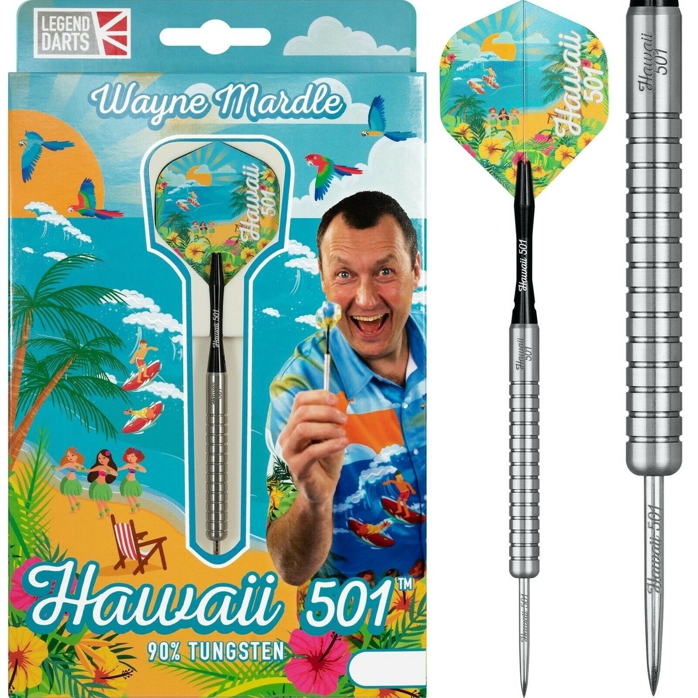 Wayne Mardle Hawaii 501 90% Silver - Fléchettes pointe Acier