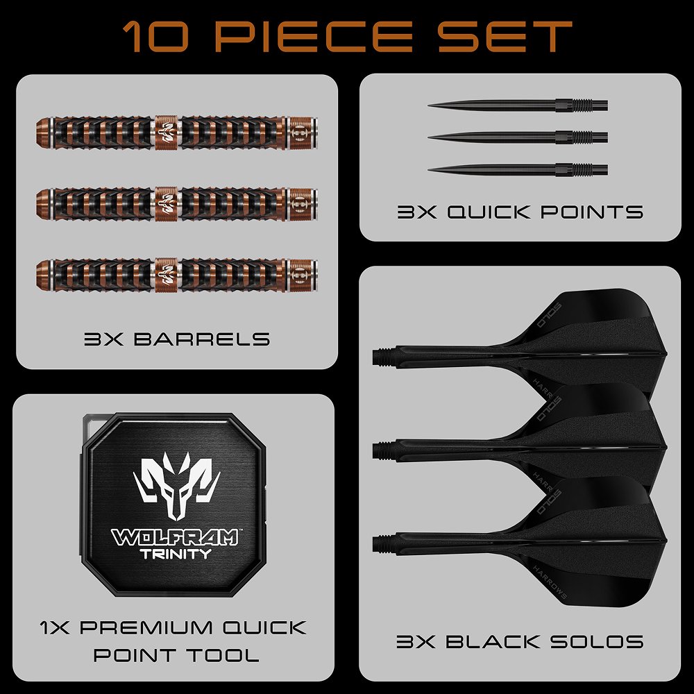 Harrows Wolfram Trinity Quick Point 97% - Steel Tip Darts