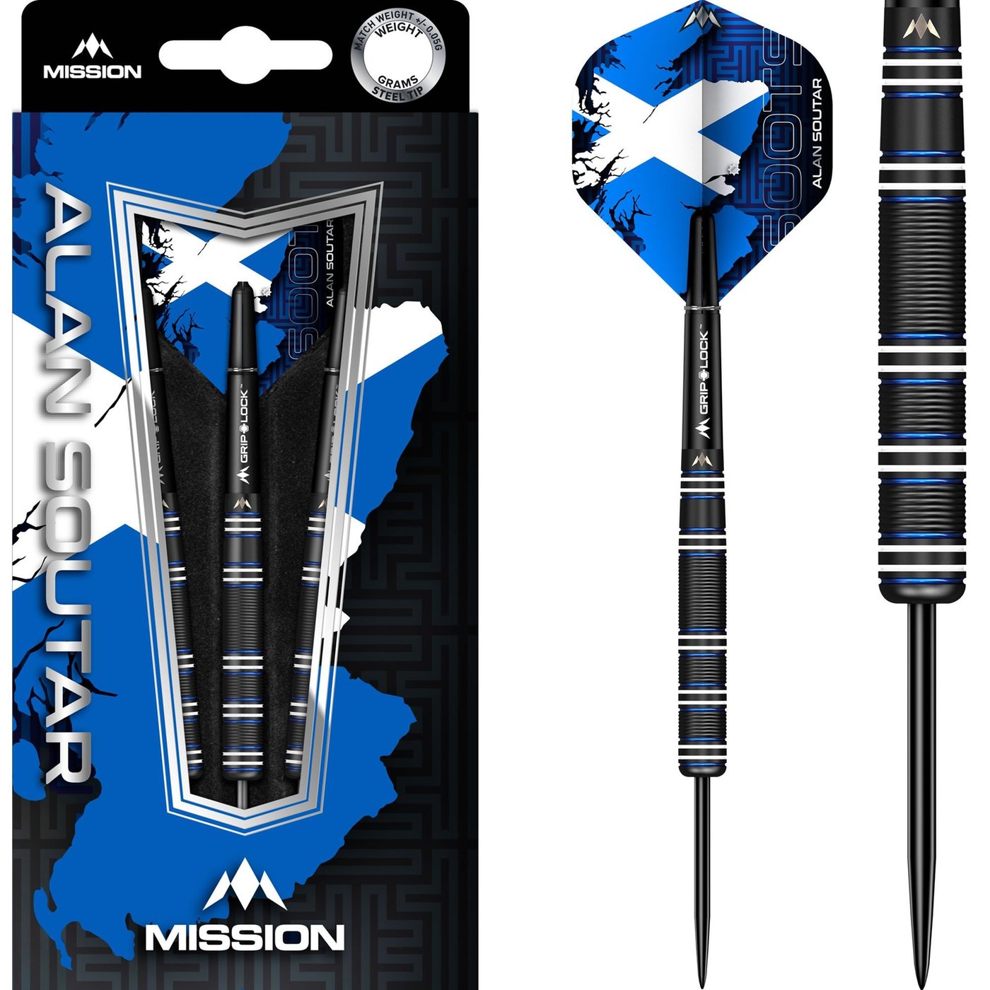 Dardos Mission Alan Soutar Black Titanium 90% Punta de Acero