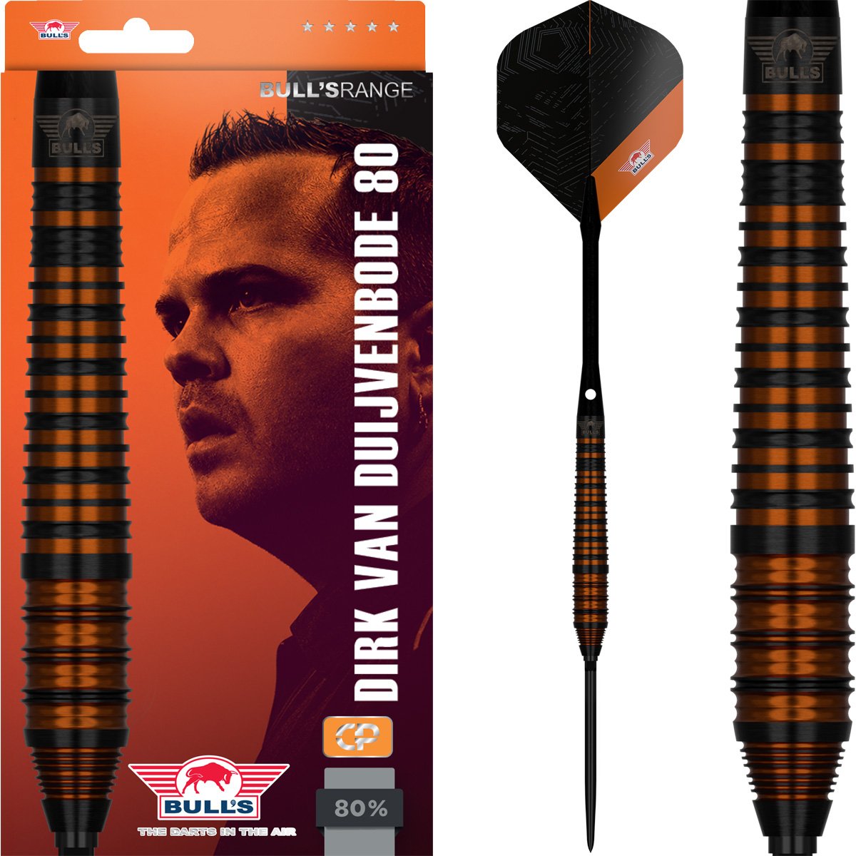 Bull's Dirk van Duijvenbode Black Convertible Point 80% - Steel Tip Darts