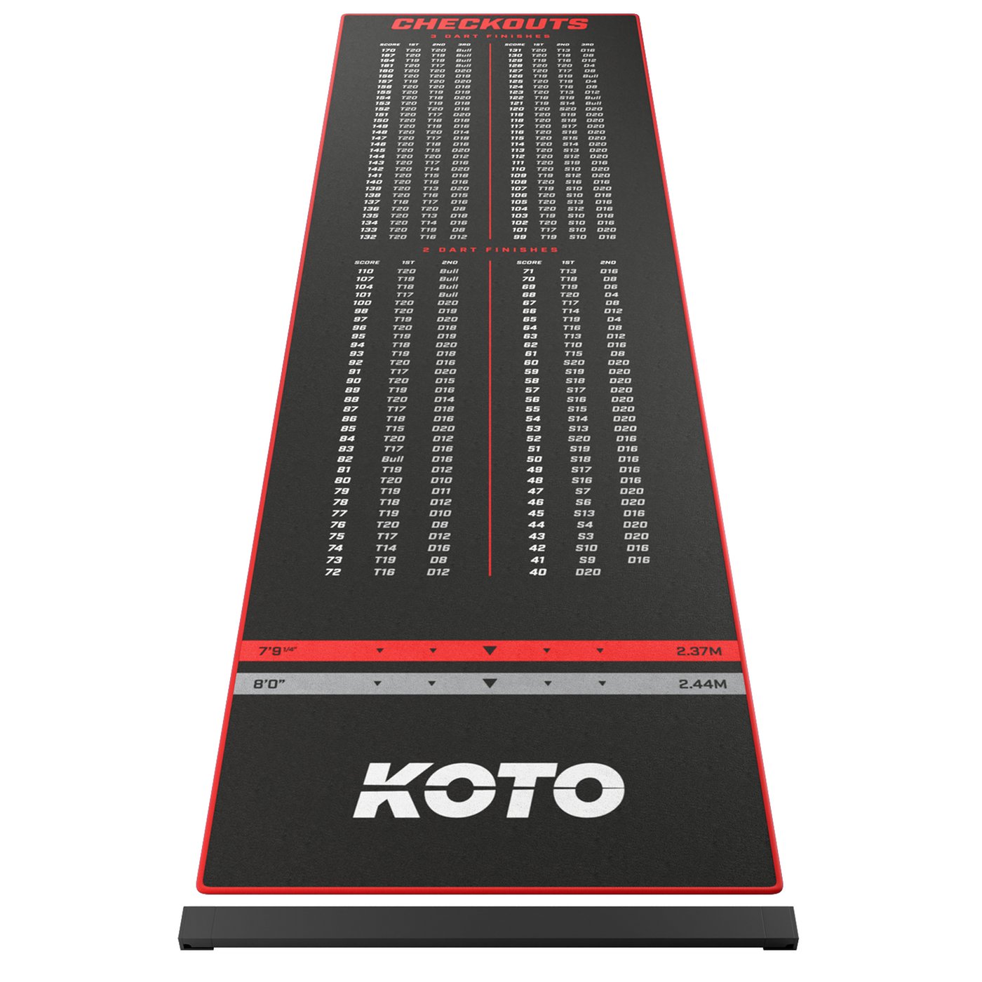 KOTO Carpet Checkout Red 285 x 80cm + oche Dart Mat