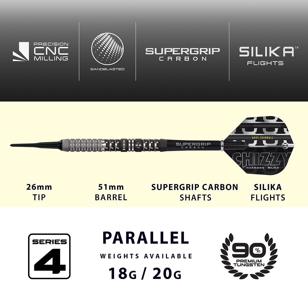 Harrows Dave Chisnall V4 90% Soft Tip Darts - Dartshopper.com