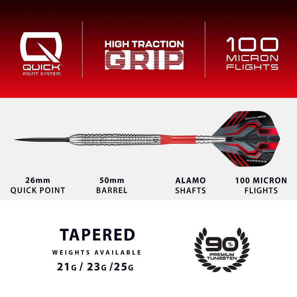 Harrows Damon Heta Natural Quick Point 90% Steel Tip Darts