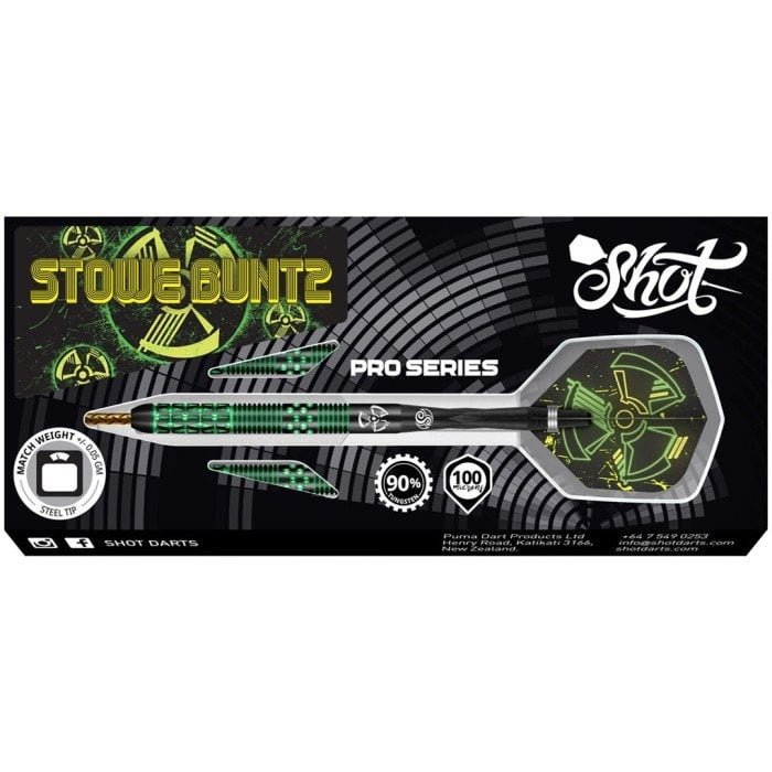 Shot Stowe Buntz V2 Black 90% - Steel Tip Darts - Dartshopper.com
