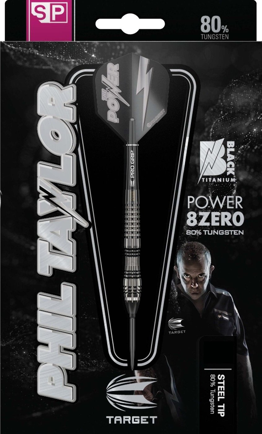 Target Phil Taylor Power 8ZERO 4 Black Titanium Swiss Point 80% Darts