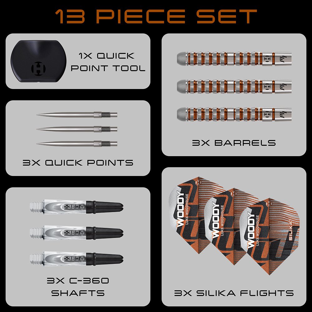 Harrows Luke Woodhouse V3 Quick Point 90% - Steel Tip Darts