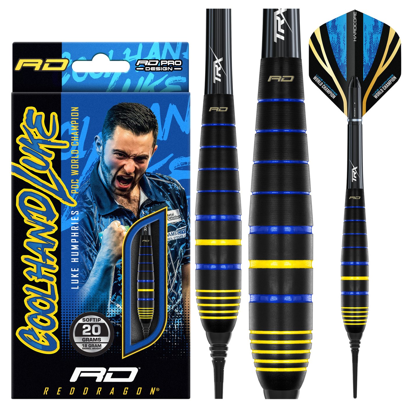 [Tweedekans] Red Dragon Luke Humphries World Champion Brass - Soft Tip Darts-20gram