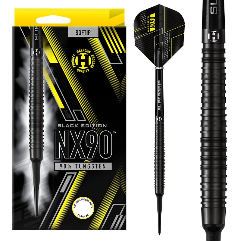Harrows NX90 Black 90% - Soft Tip Darts