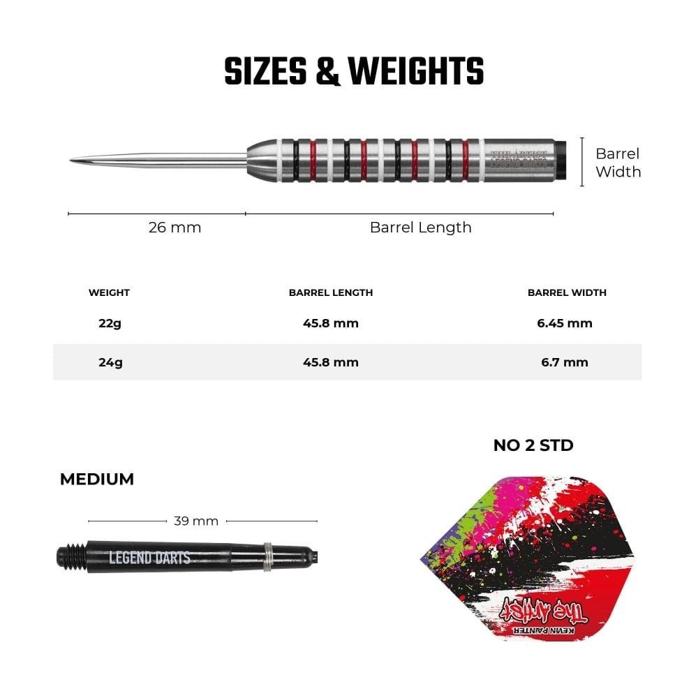 Kevin Painter Darts Set 22g 24g Grams Tungsten Legend Knurled
