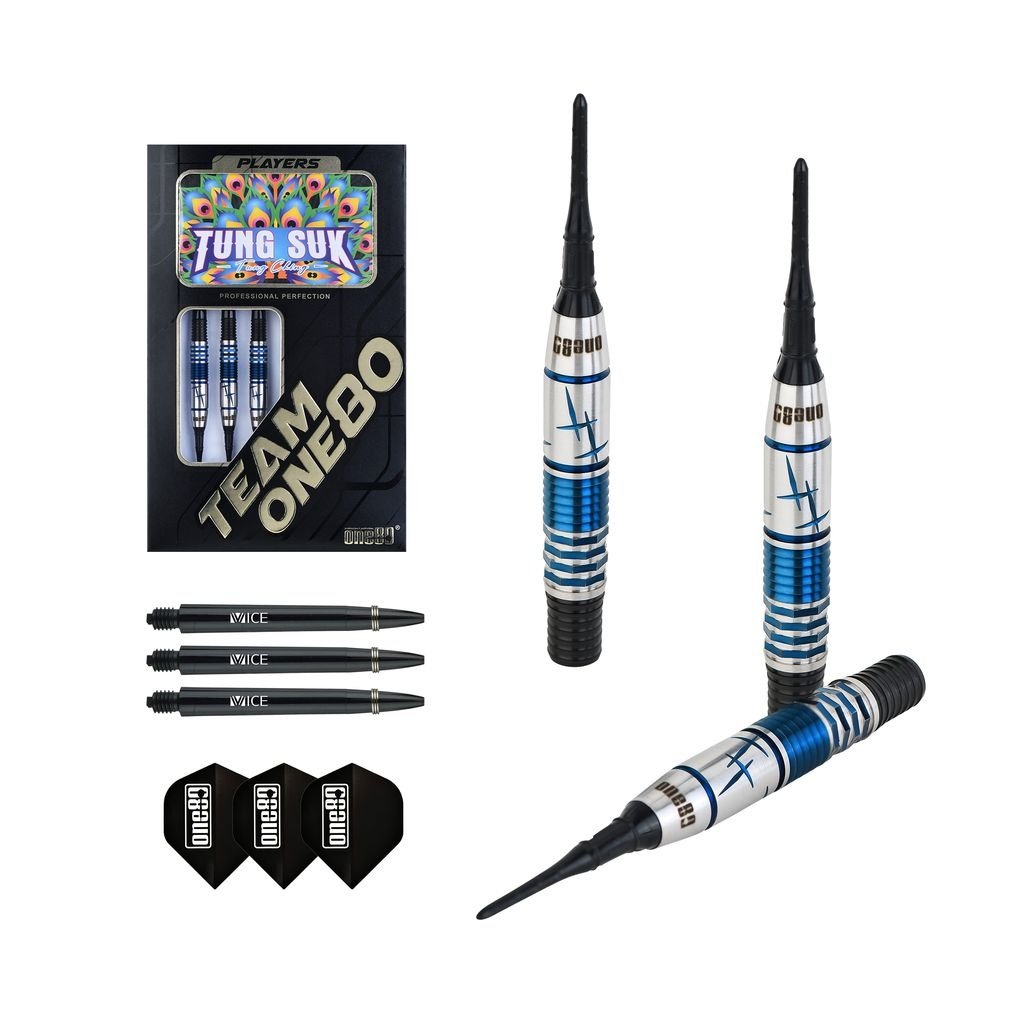ONE80 Tung Suk Black Blue 90% Soft Tip Darts