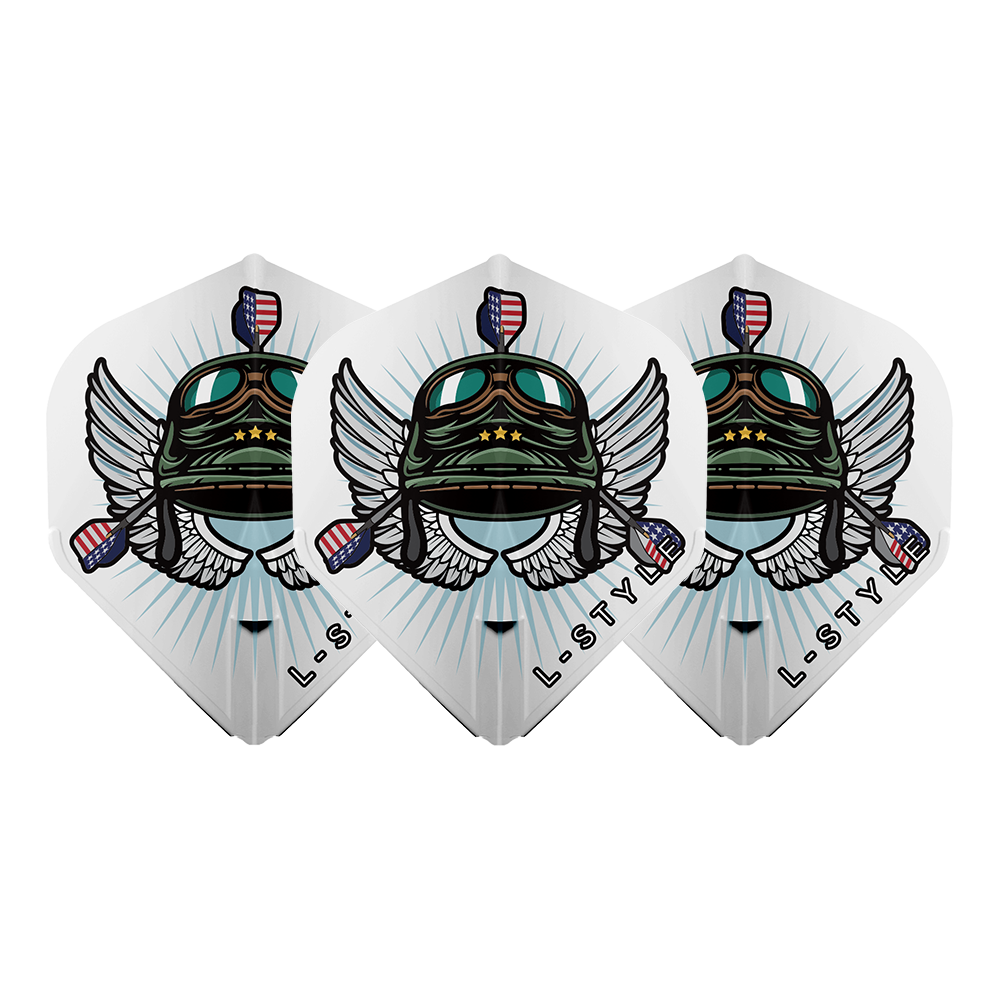 L-Style Champagne Flight EZ L1 Leonard Gates V3 White Darts Flights