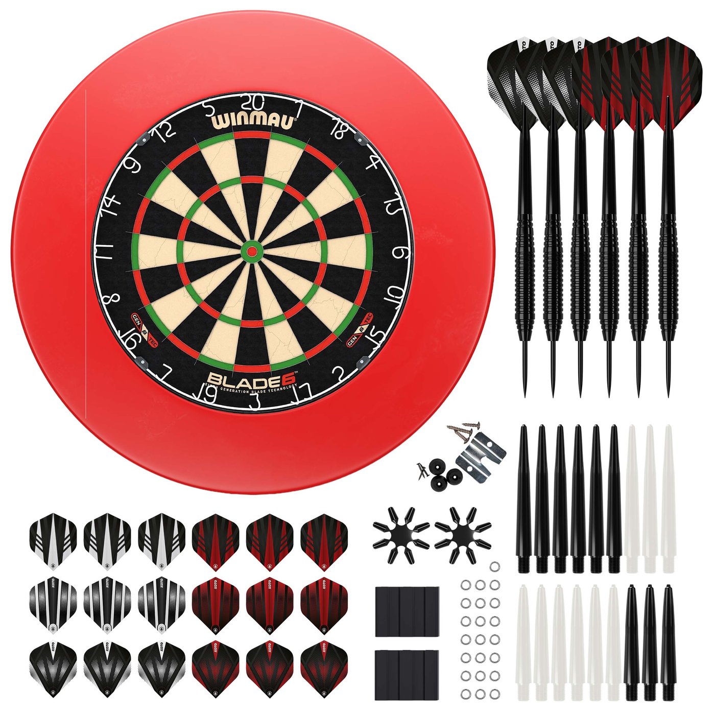 Winmau Blade 6 + Surround + KOTO Accessory Kit Steeltip Černý 90 kusů