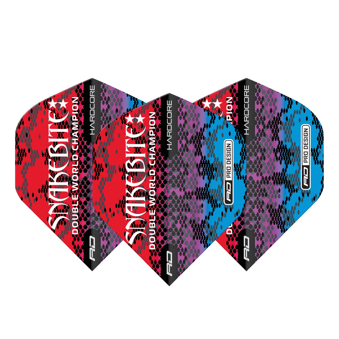 Red Dragon Peter Wright Hardcore Snakebite Multi Snakeskin Red Darts Flights