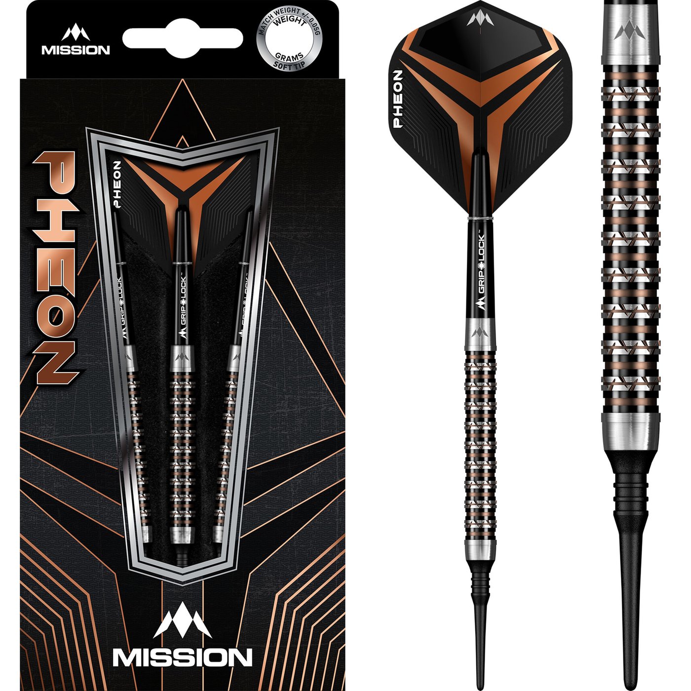 Mission Pheon Black & Bronze Electro 90% Soft Tip Darts